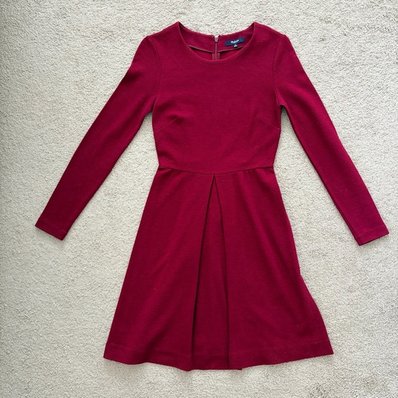 Madewell Gia Fit & Flare Ponte Dress - Red/Burgundy - Size 0 - Picture 3 of 6